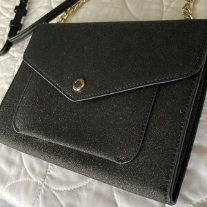♠️❤️ Kate Spade, Black shimmery Leather Crossbody Bag